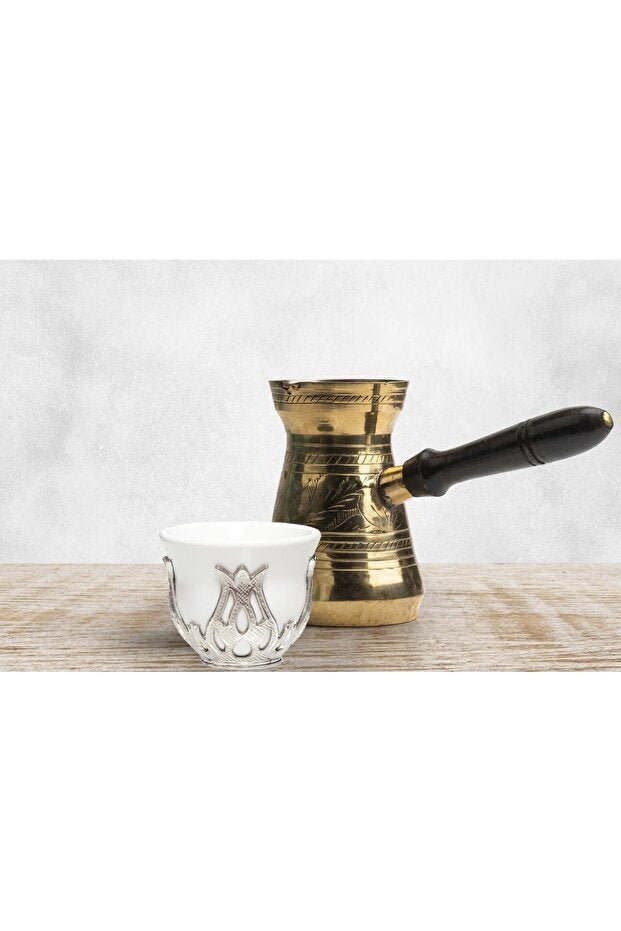 Kt Home Professional Porcelain Arabic Espresso Coffee Cup Set - Silver 6 - Piece - TryAladdin
