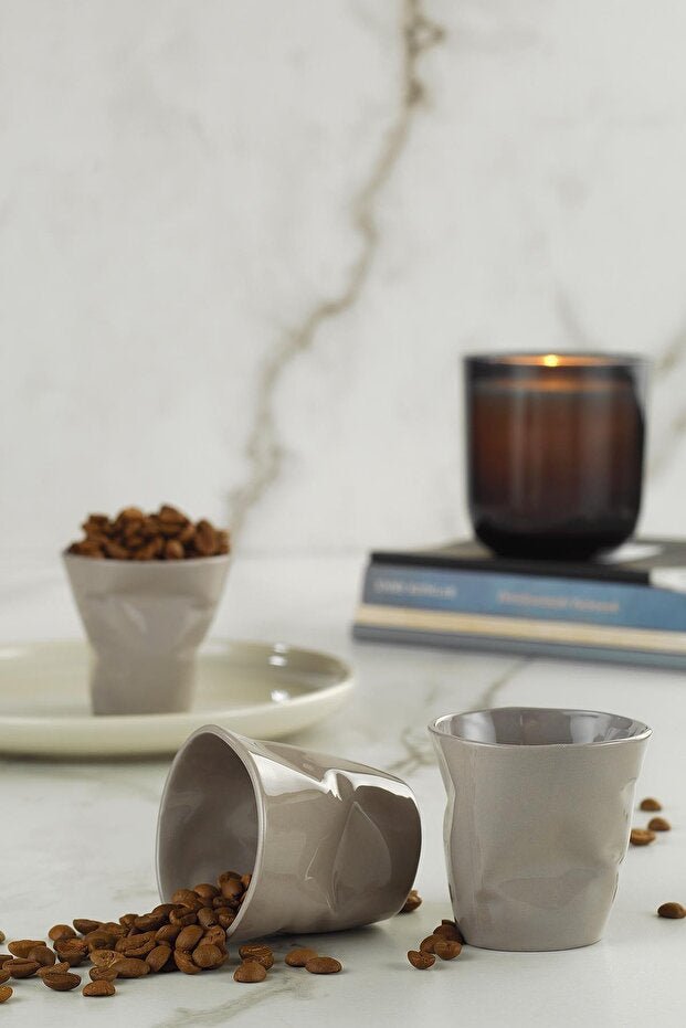 Kutahya Porselen Crash Series 3 - Piece Porcelain Coffee Serving Set - Grey - TryAladdin