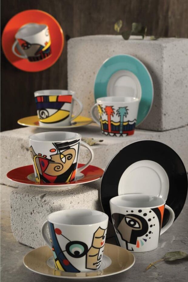 Kutahya Porselen Free Time 12 - Piece 6 - Person Professional Turkish Coffee Set - Collection - TryAladdin