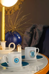 Kutahya Porselen Ruya Premium 4 - Piece Porcelain Turkish Coffee Set - 2 Person - TryAladdin