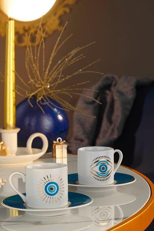 Kutahya Porselen Ruya Premium 4 - Piece Porcelain Turkish Coffee Set - 2 Person - TryAladdin