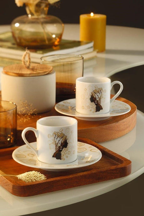 Kutahya Porselen Ruya Premium Turkish Coffee Cup Set - 4 Piece, 2 Person - TryAladdin