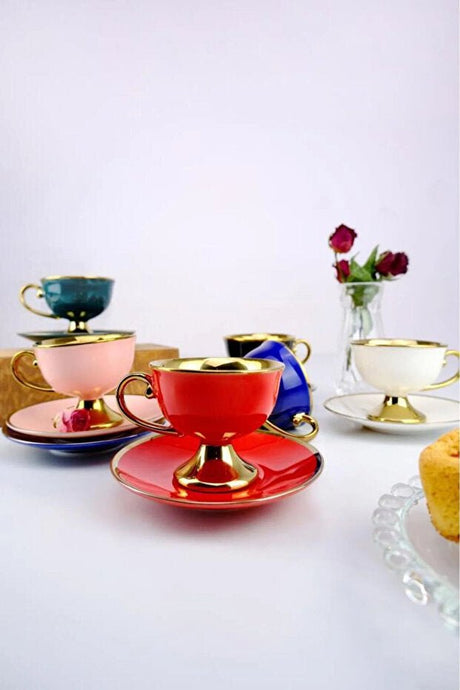 Kyr Professional Turkish Colorful Coffee & Tea Set - 12 Piece - TryAladdin
