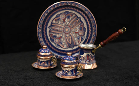 La Tienda De Pepe | Special Blue Embroidered 6-piece Coffee Set