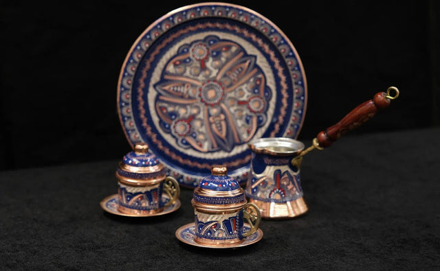 La Tienda De Pepe | Special Blue Embroidered 6-piece Coffee Set