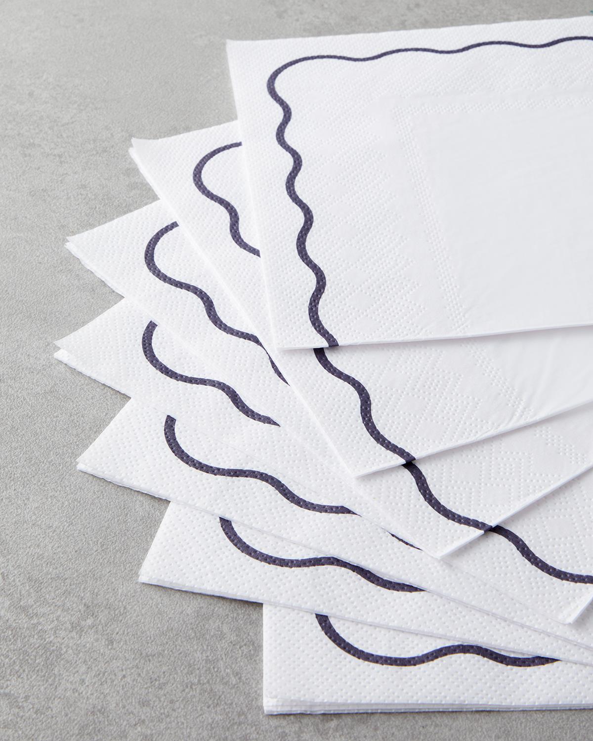 Premium Designer Paper Napkins Black White Pattern 20 Count