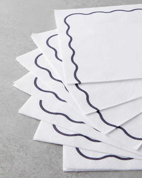 Premium Designer Paper Napkins Black White Pattern 20 Count