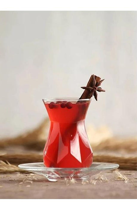 Lav Alya Modern Premium Turkish Tea Glass & Saucer Set - 12 Pcs - TryAladdin