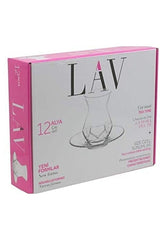 Lav Alya Premium Turkish Tea Glass & Saucer Set - 12 Piece - TryAladdin