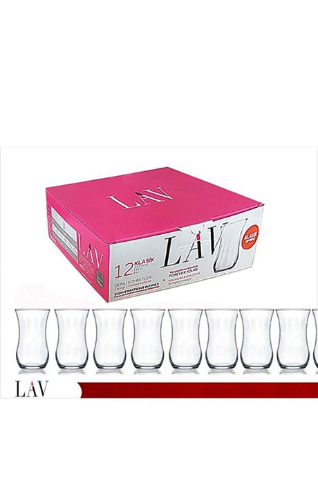Lav Classic Turkish Tea Glasses - Set of 12 - Professional Bulk Pack - TryAladdin