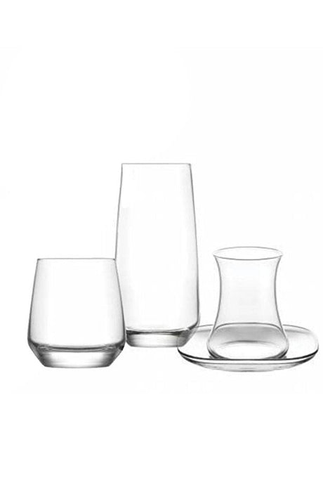 Lav Nev Lal Premium Turkish Glassware Dinnerware Set - 24 Piece - TryAladdin