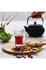 Lav Professional Turkish Tea Glasses Set - 6 Handled Cups - 150ml Each - TryAladdin