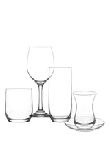 Lav Sude Premium 30 - Piece Glass Dinnerware Set - Turkish Teaware, Goblets, Beverage & Whiskey Glasses - TryAladdin