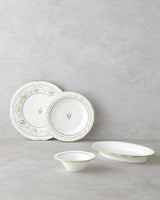 Premium Lavender Porcelain Breakfast Set 12 Piece 6 Person Green Blue