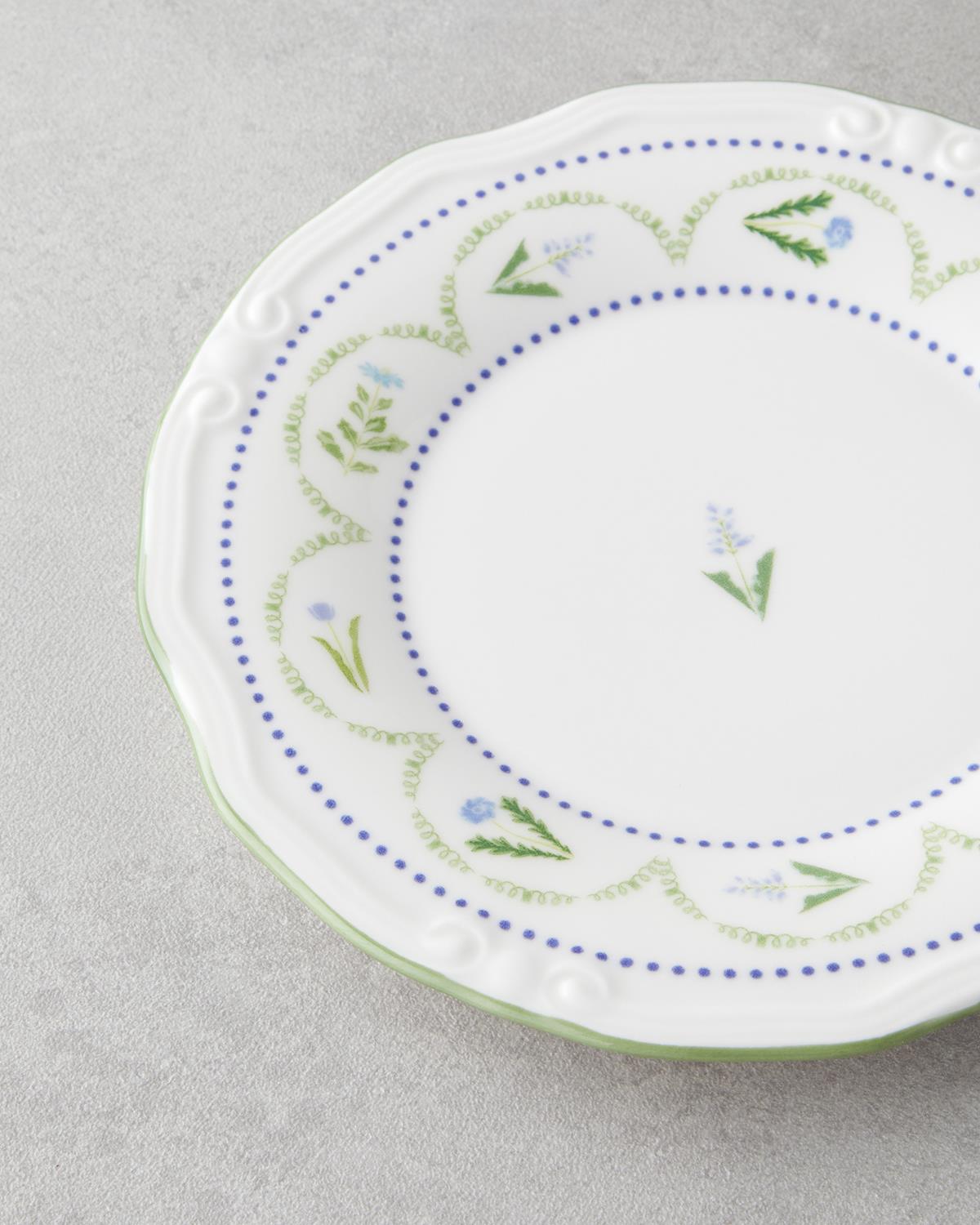Premium Lavender Porcelain Breakfast Set 12 Piece 6 Person Green Blue