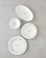 Premium Lavender Porcelain Breakfast Set 12 Piece 6 Person Green Blue