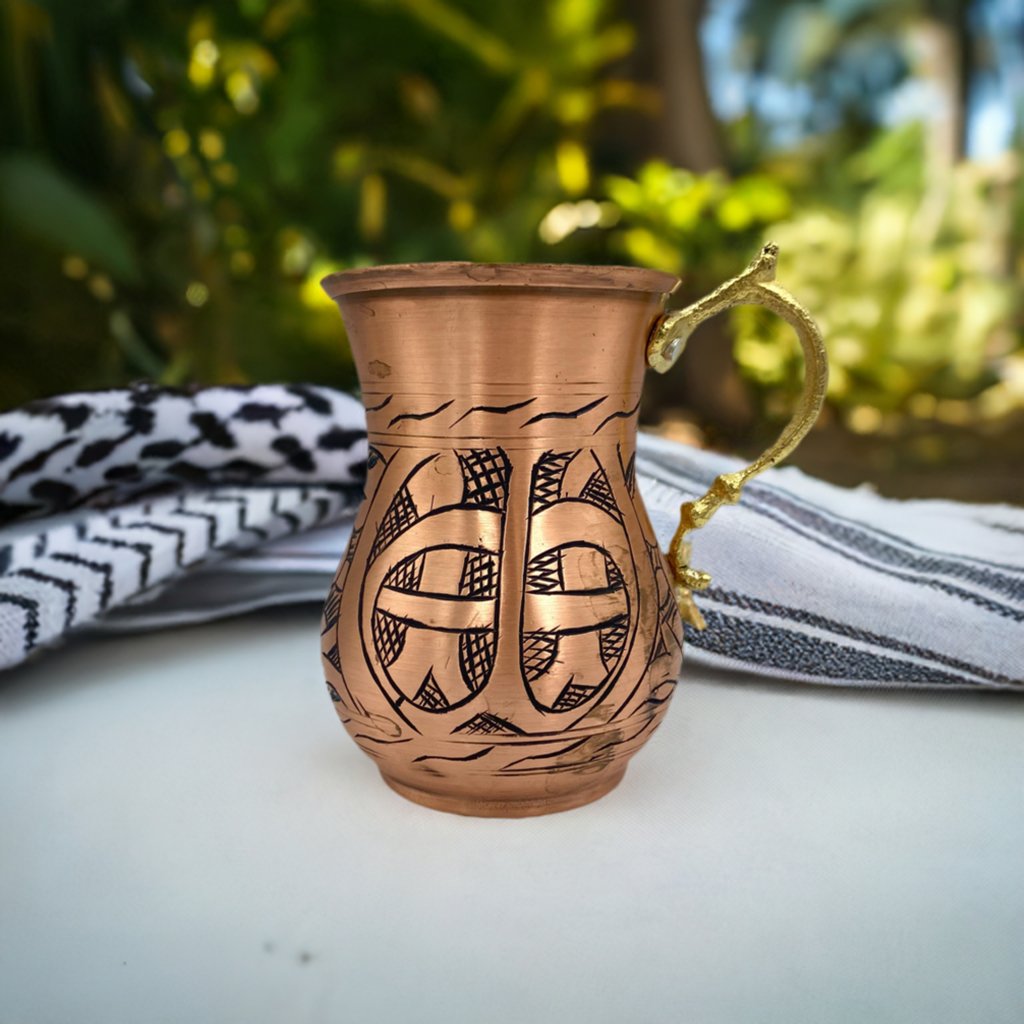 Lavina | Copper Cup with Black Line Pattern (10 cm)