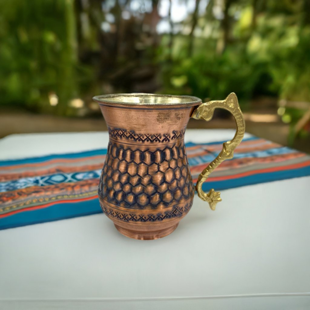 Lavina | Copper Cup with Honeycomb Pattern (10 cm)