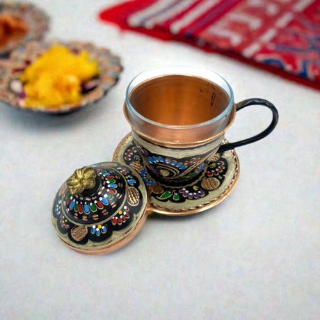 Lavina | Copper Cup with Lid Erzincan Design