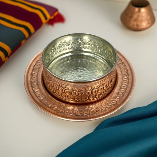Lavina | Copper Soup & Asure Bowl and Plate