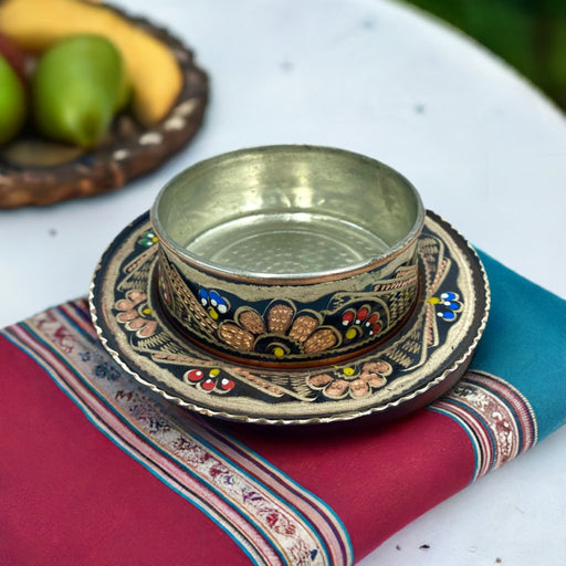 Lavina | Copper Soup & Asure Bowl and Plate with Erzincan Style (16 cm)