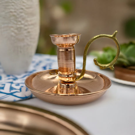 Lavina | Copper Traditional Candle Holder Copper Gold (9 cm)