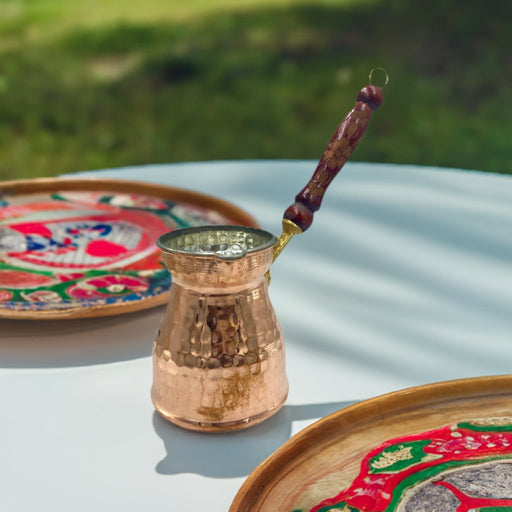 Lavina | Copper Turkish Coffee Pot with Wooden Handle (9.5 cm) Lavina Coffee Pot