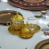 Lavina | Turkish Coffee Cup Set 3 Pieces Gold Color