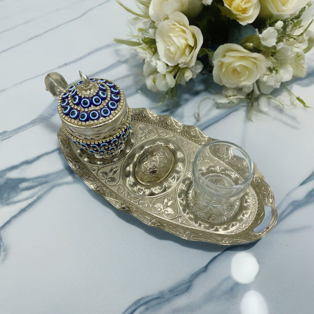 Lavina | Turkish Coffee Cup Set With Nazar Bead Design