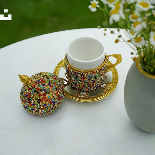 Lavina | Turkish Coffee Cup With Bead Design Lavina Coffee Cup