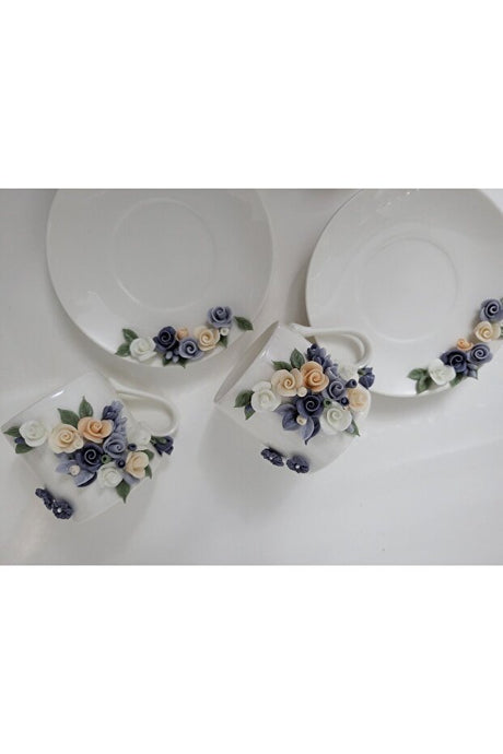 Laydahobi Premium Floral Turkish Coffee Cup Set - 2 Piece - TryAladdin