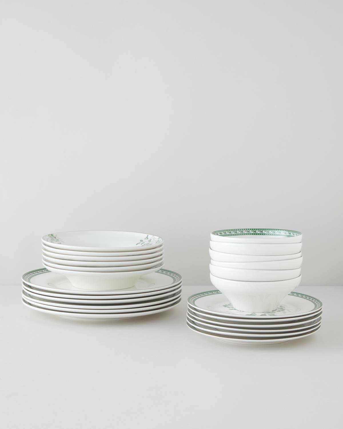 Premium Bone Porcelain 24 Piece Dinnerware Set 6 Person Green