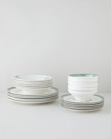 Premium Bone Porcelain 24 Piece Dinnerware Set 6 Person Green