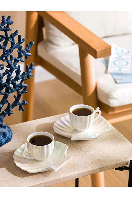 Lc Waikiki Premium Oyster Porcelain Turkish Coffee Cup Set - 2 Person - TryAladdin