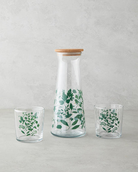 Professional Grade Leafscape Glassware Collection 3 Piece Water Set Green