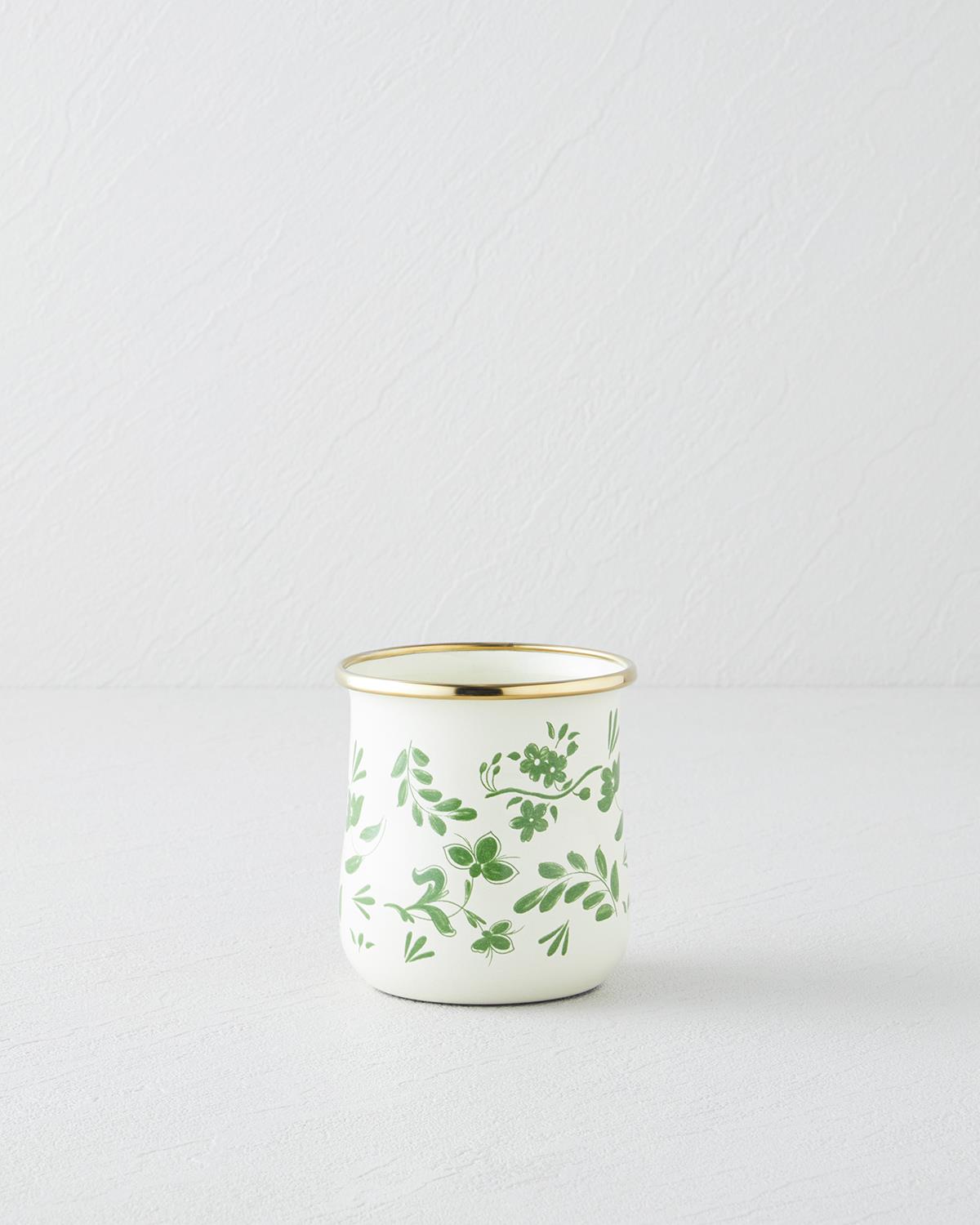 Leafscape Pattern Durable Enamel Mug - Forest Green