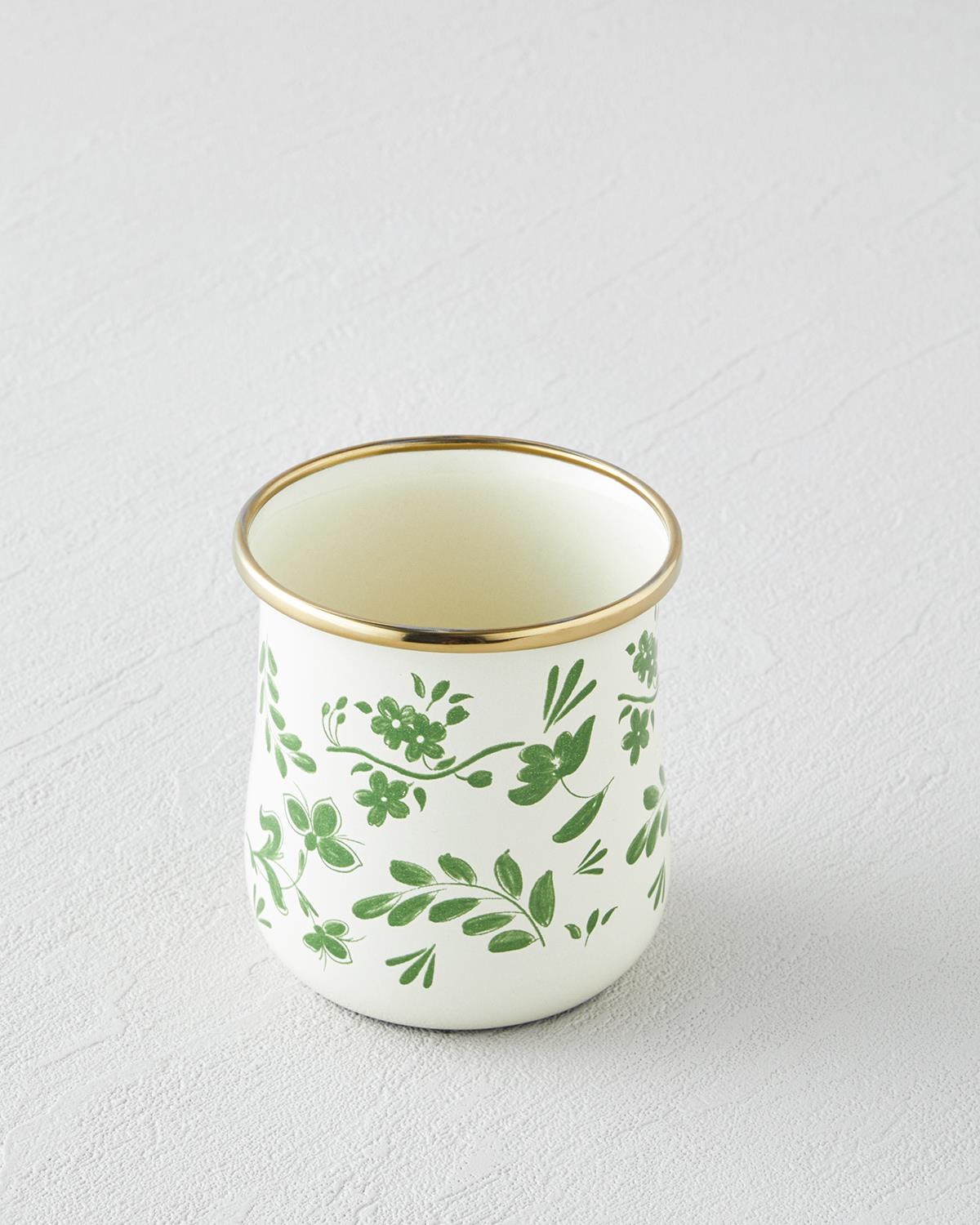 Leafscape Pattern Durable Enamel Mug   Forest Green