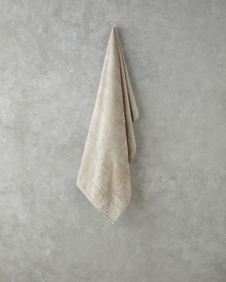 Premium-Bamboo-Leaf-Pattern-Bath-Towel-Light-Beige