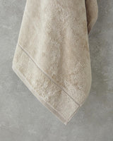 Premium Bamboo Leaf Pattern Bath Towel Light Beige