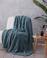 Premium Jacquard Wellsoft Throw Blanket   Leafy Garden Sage Green