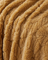 Premium-Jacquard-Wellsoft-Throw-Blanket-Leafy-Garden-Mustard