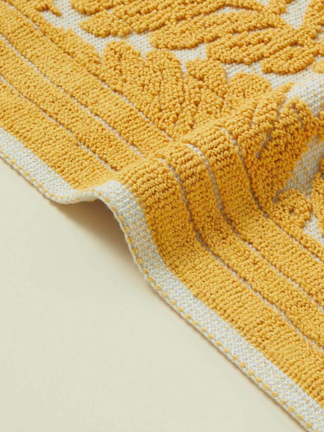 Professional Leafy Cotton Boucle Kilim   Mustard Cream 120x180cm