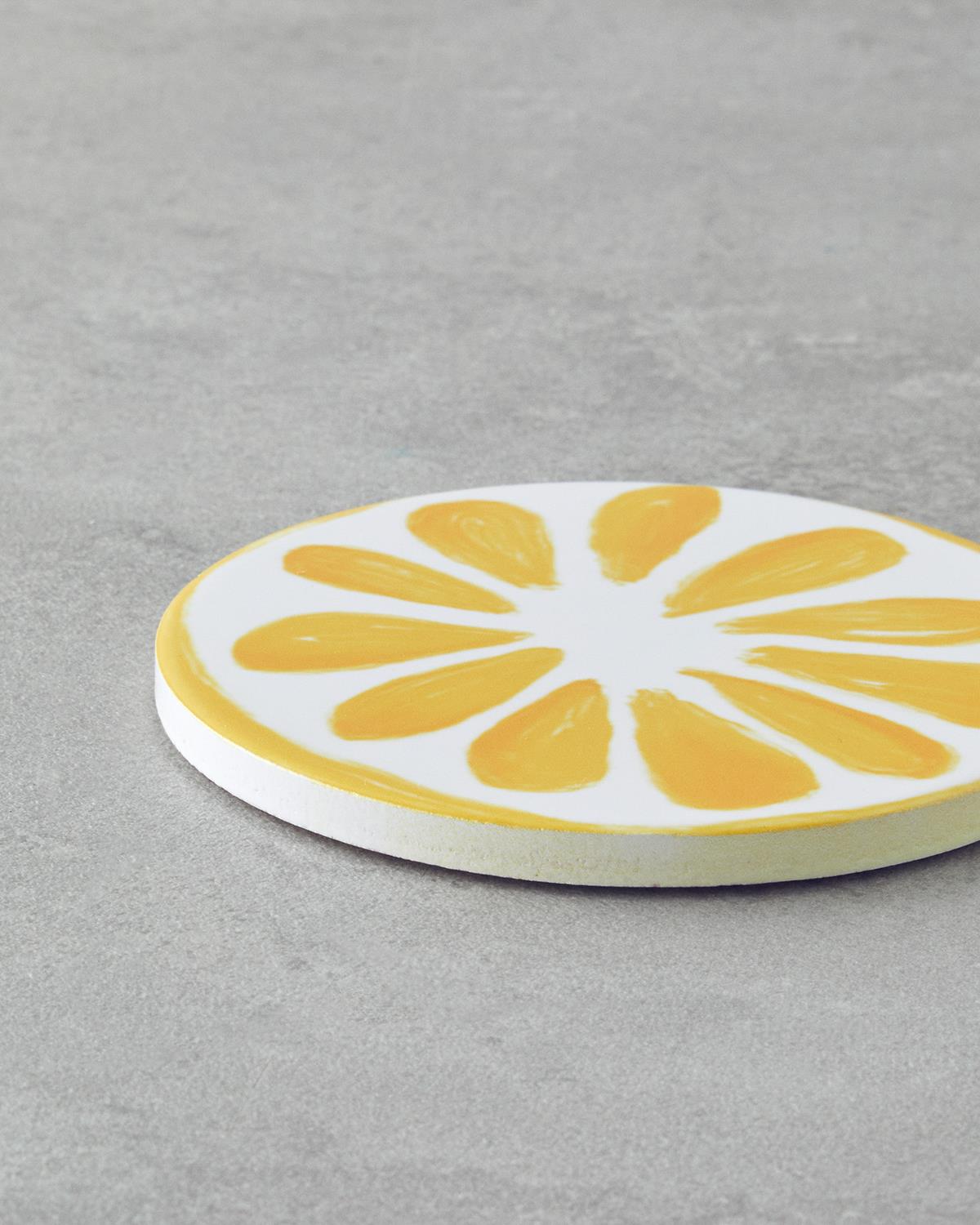 Professional Ceramic Lemon Drink Coaster 11cm