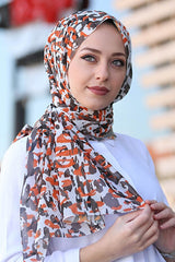 Leopard Print Chiffon Shawl - Orange Vizon - TryAladdin