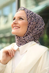 Leopard Print Chiffon Shawl - Powder Pink - TryAladdin