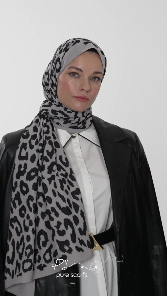 Leopard Print Shawl - Lightweight & Four - Season Baby Blue - TryAladdin
