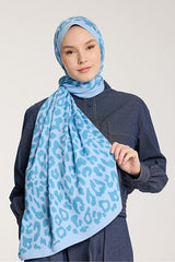 Leopard Print Shawl - Lightweight & Four - Season Baby Blue - TryAladdin