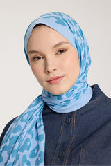 Leopard Print Shawl - Lightweight & Four - Season Baby Blue - TryAladdin