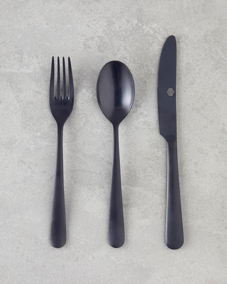 Premium Black Stainless Steel Cutlery Set 18 Piece 6 Person