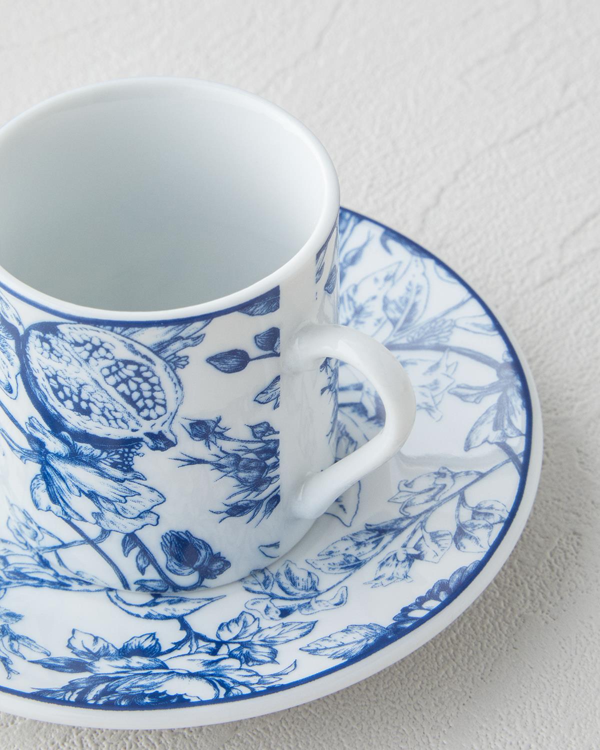 Professional Porcelain Coffee Cup Set   80ml Capacity   Two Person   Navy White Design